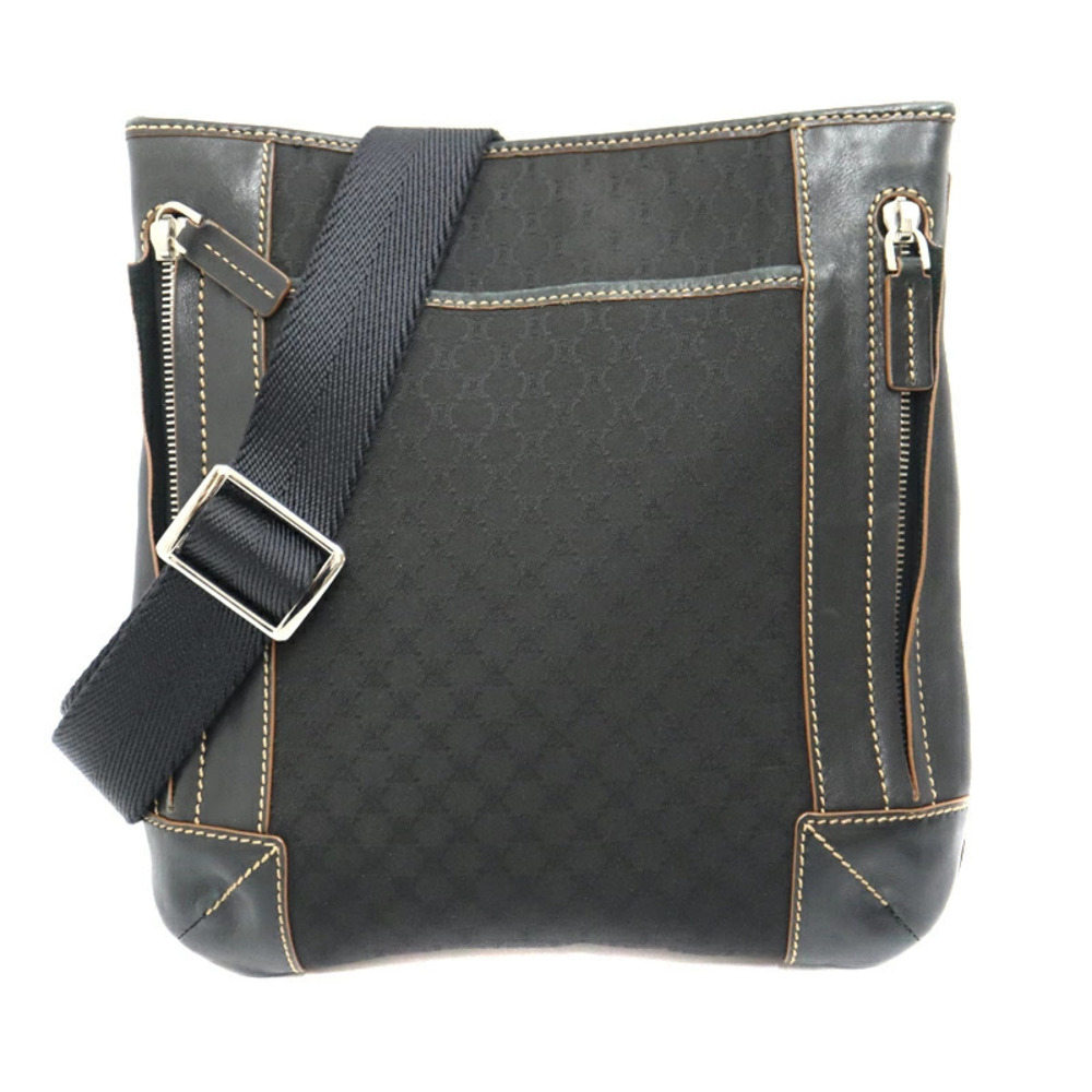 Celine Macadam shoulder bag black canvas leather trim